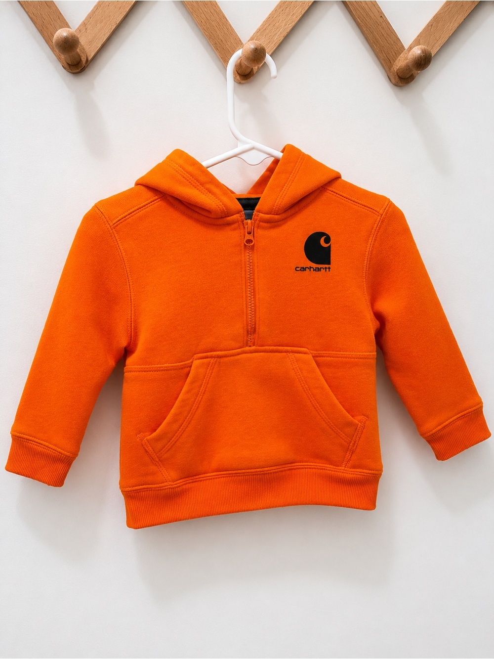 Carhartt Kids Bright Orange Half-Zip Hooded Sweatshirt